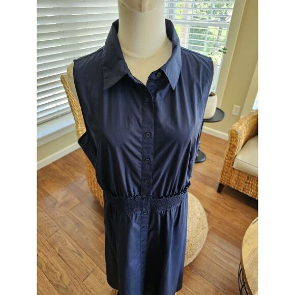 Talbots Modern Poplin Smocked Midi Dress Women's Size 12 - Picture 2 of 5